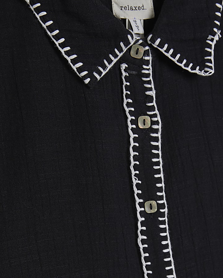 Black Whipstitch Beach Shirt