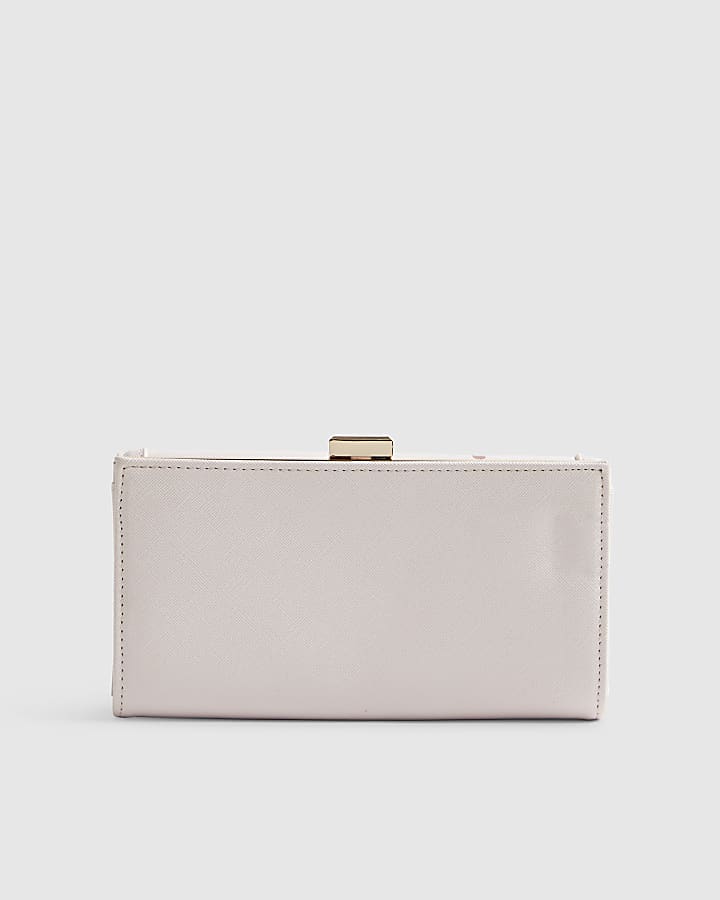 Pink Floral Print Clip Top Purse