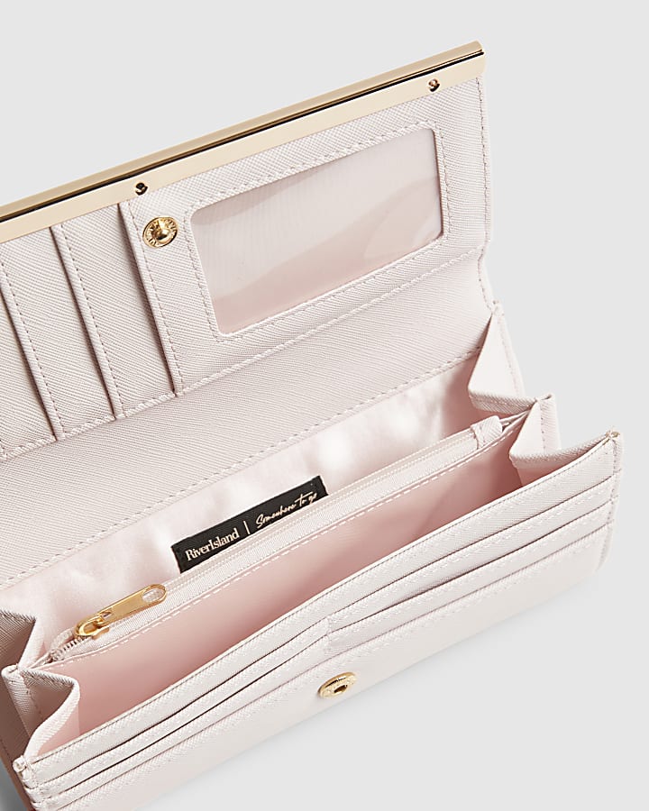 Pink Floral Print Clip Top Purse