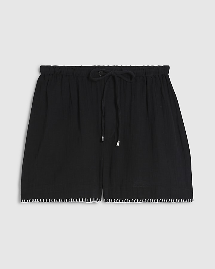 Black Whipstitch Shorts