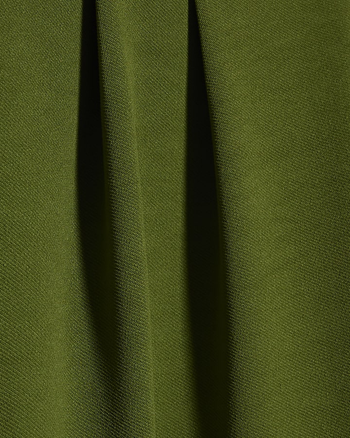 Khaki Balloon Leg Pleated Trousers