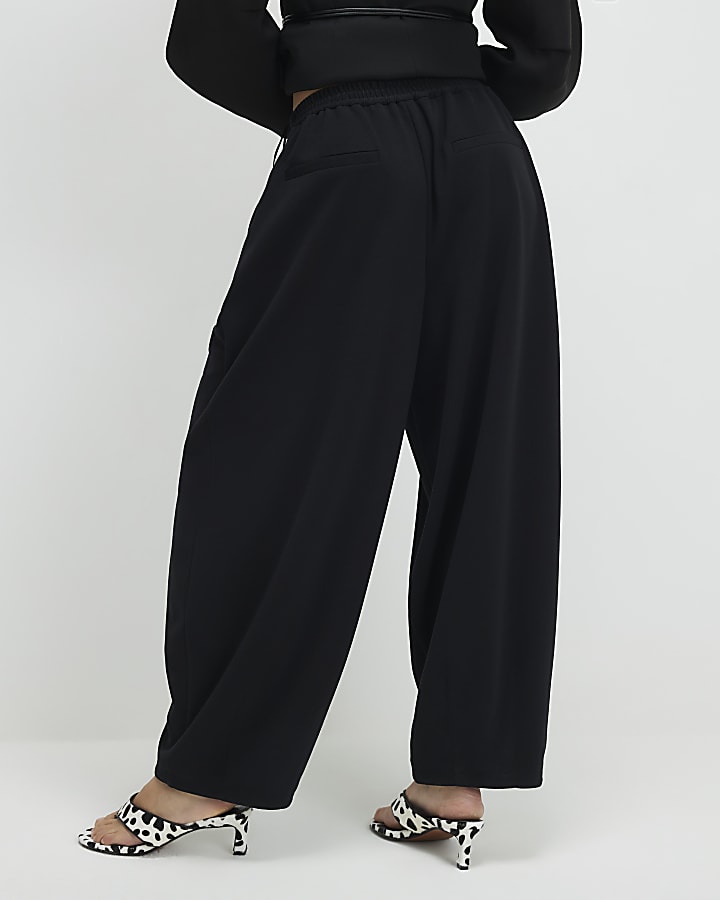 Black Pleated Balloon Leg Trousers
