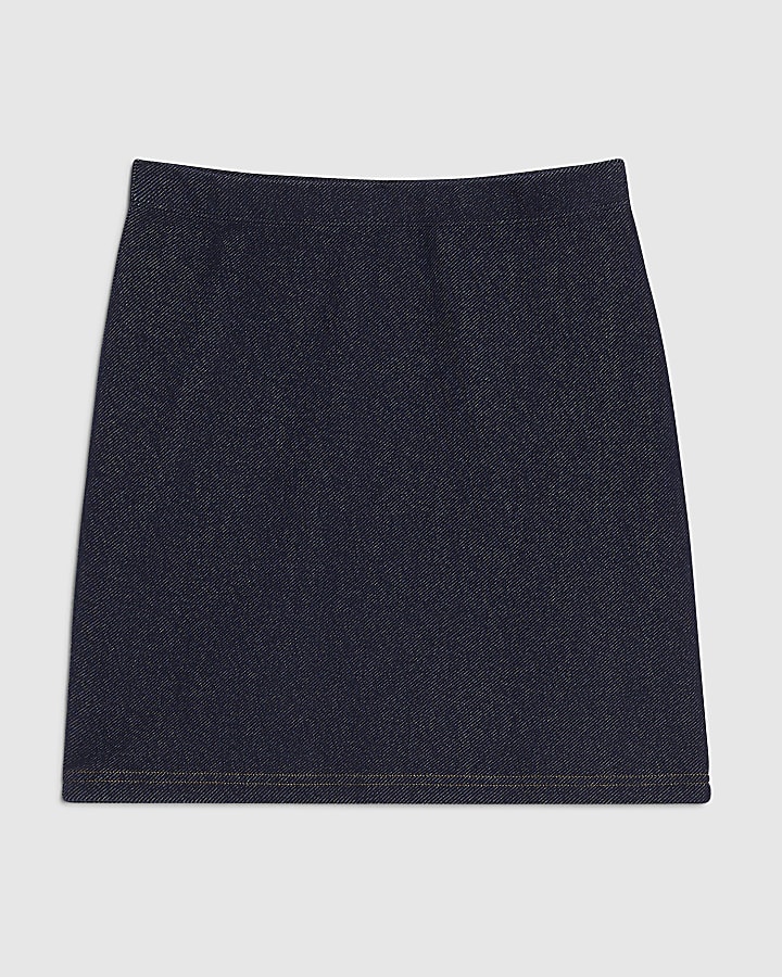 Blue Denim Jersey Mini Skirt