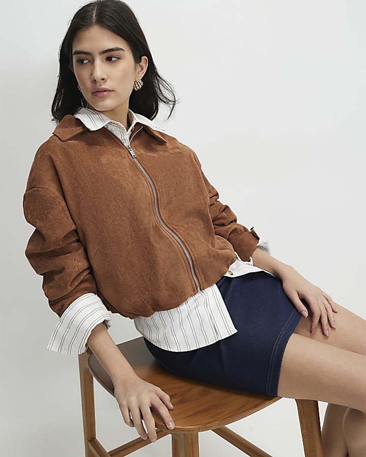 Petite Blue Denim Jersey Mini Skirt