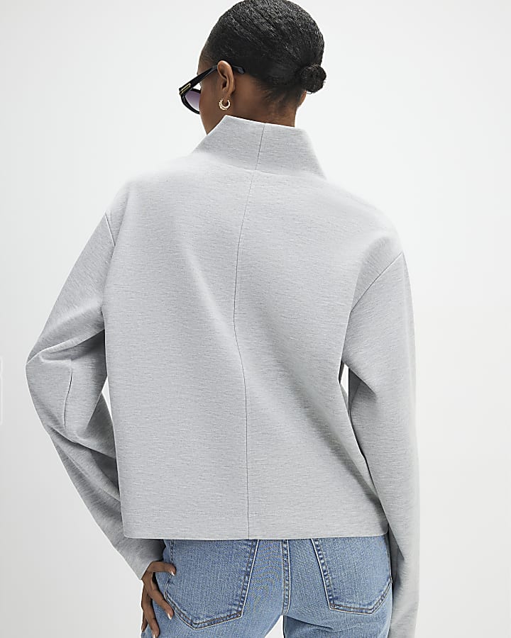 Grey Funnel Neck Top