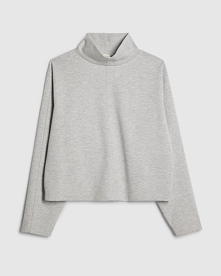 Grey Funnel Neck Top
