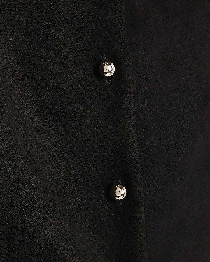 Black Faux Suede Sleeveless Waistcoat