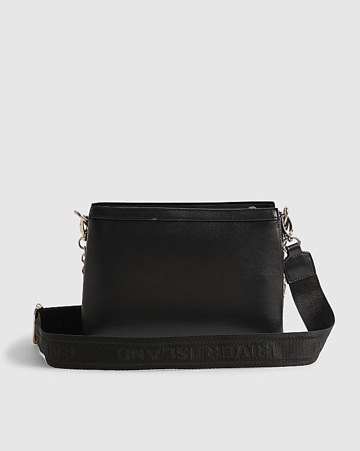 Black Quilted Monogram Crossbody Bag