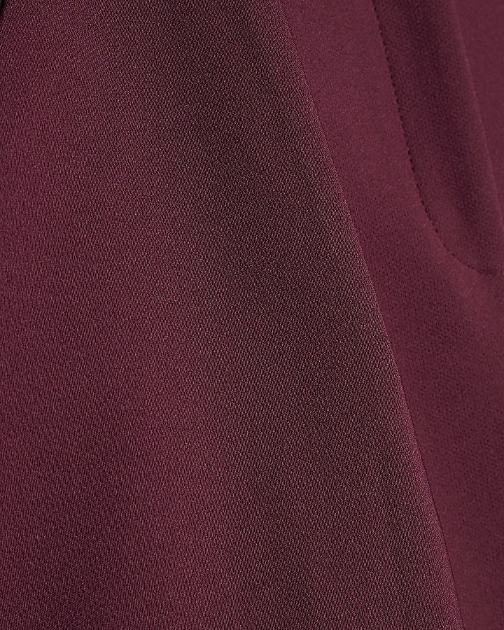 Red Structured Belted Shorts