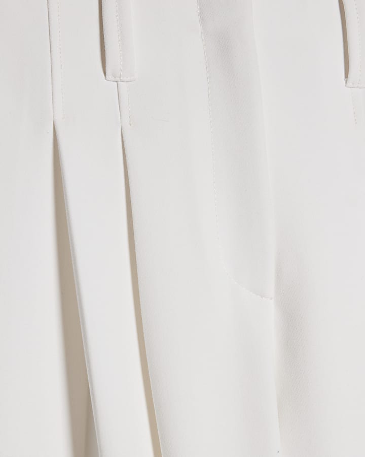 White Ultra High Waist Wide Leg Trousers