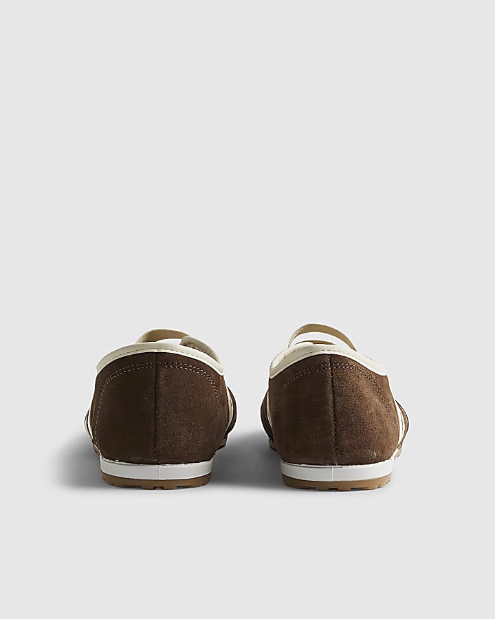 Brown Suede Double Strap Shoes