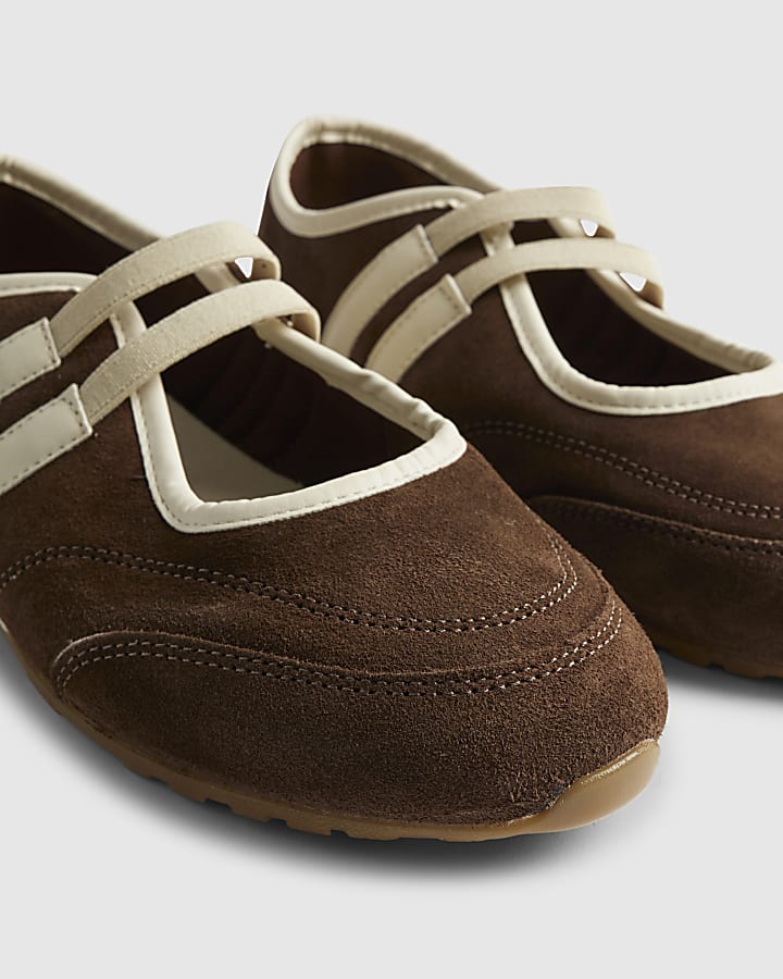 Brown Suede Double Strap Shoes