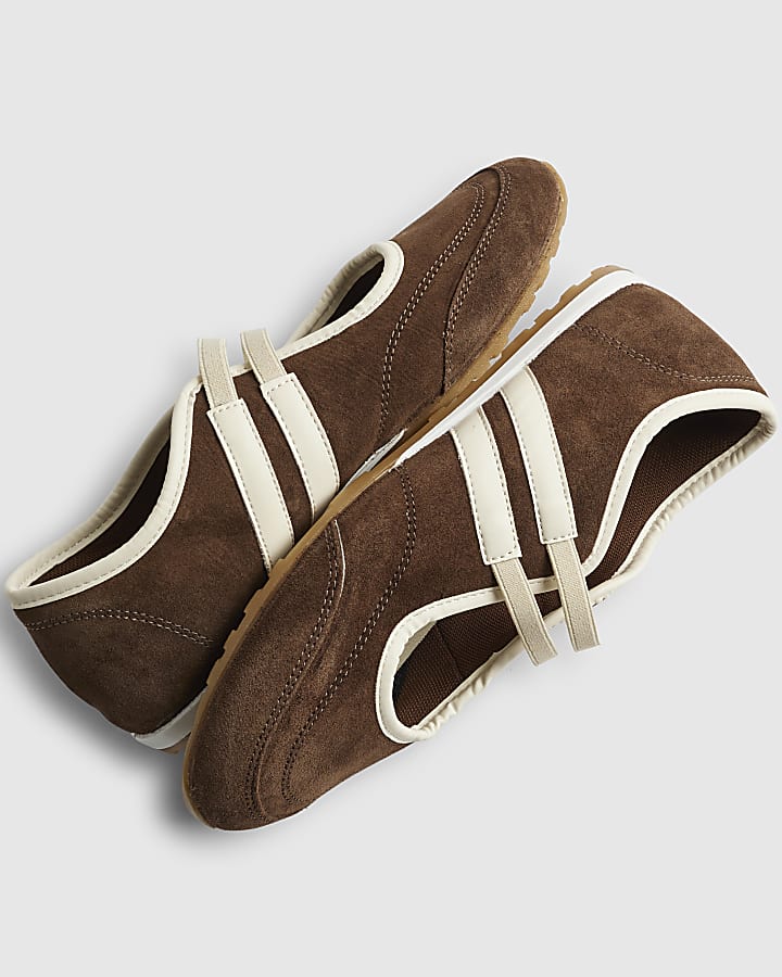 Brown Suede Double Strap Shoes