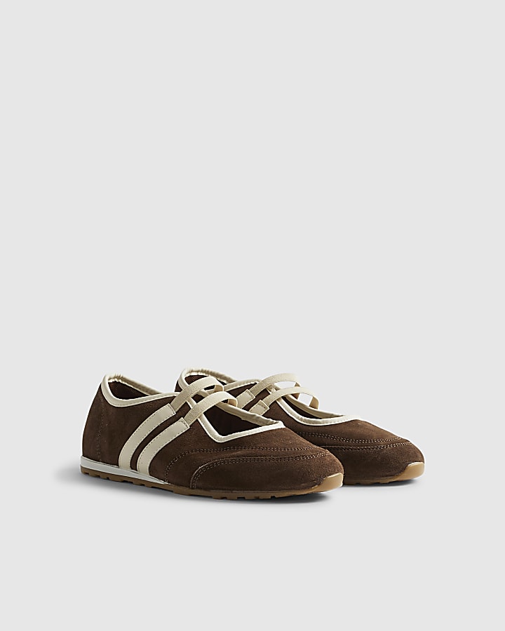 Brown Suede Double Strap Shoes