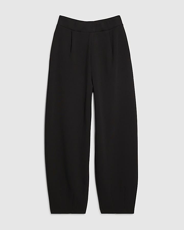 Black Barrel Leg Trousers