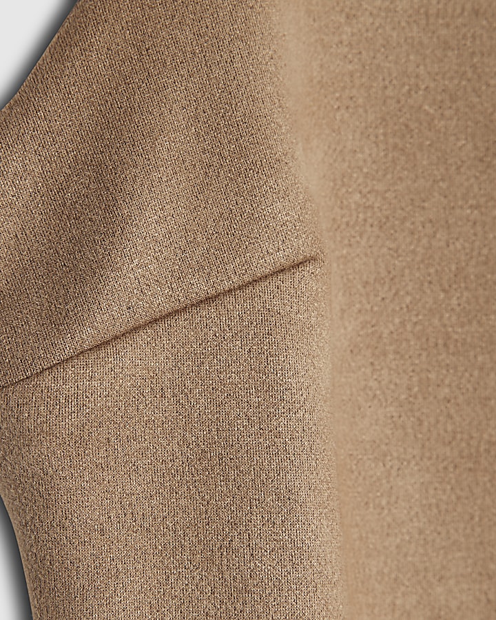 Beige Faux Suede Shift Dress