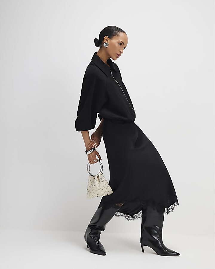 Black Faux Suede Bomber Jacket