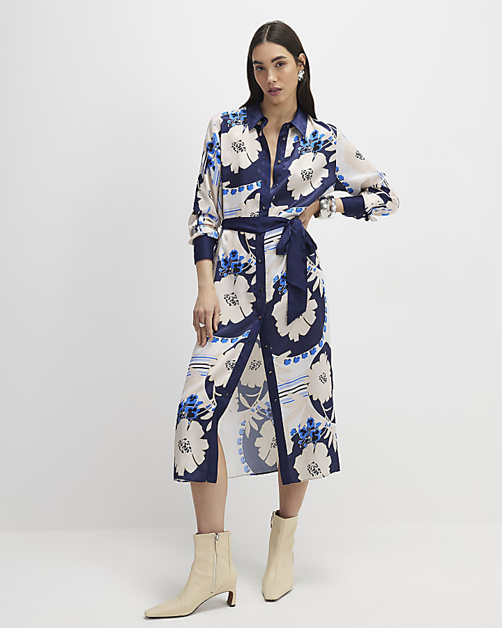 Cream Floral Shirt Dress