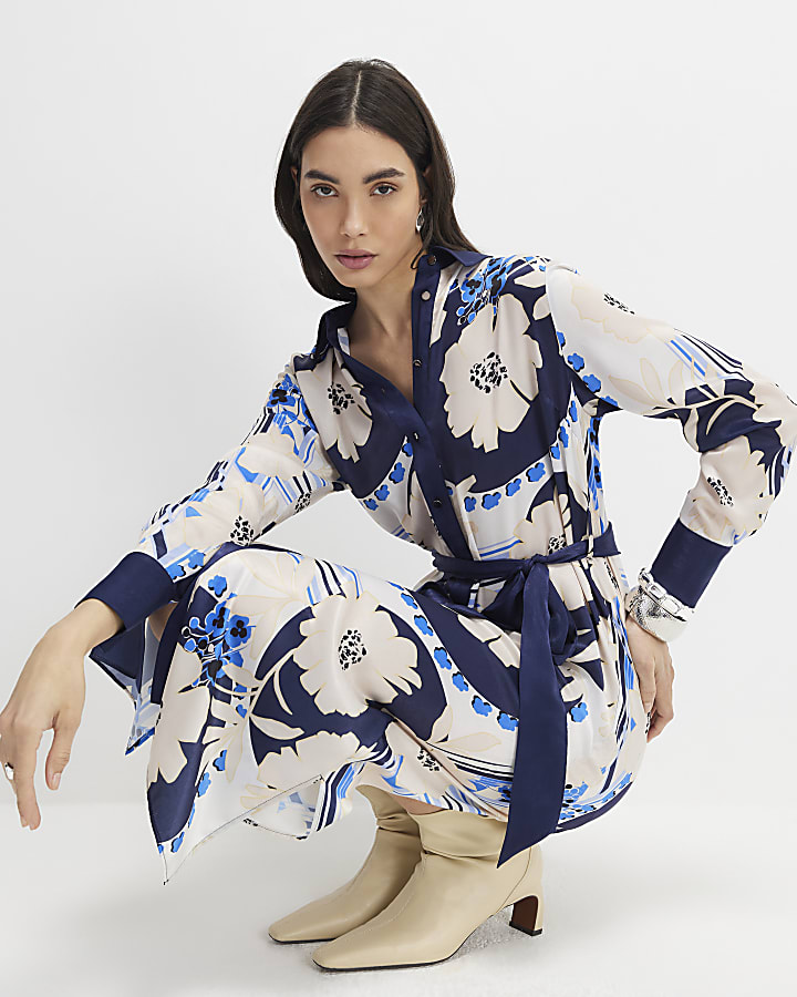 Cream Floral Shirt Dress