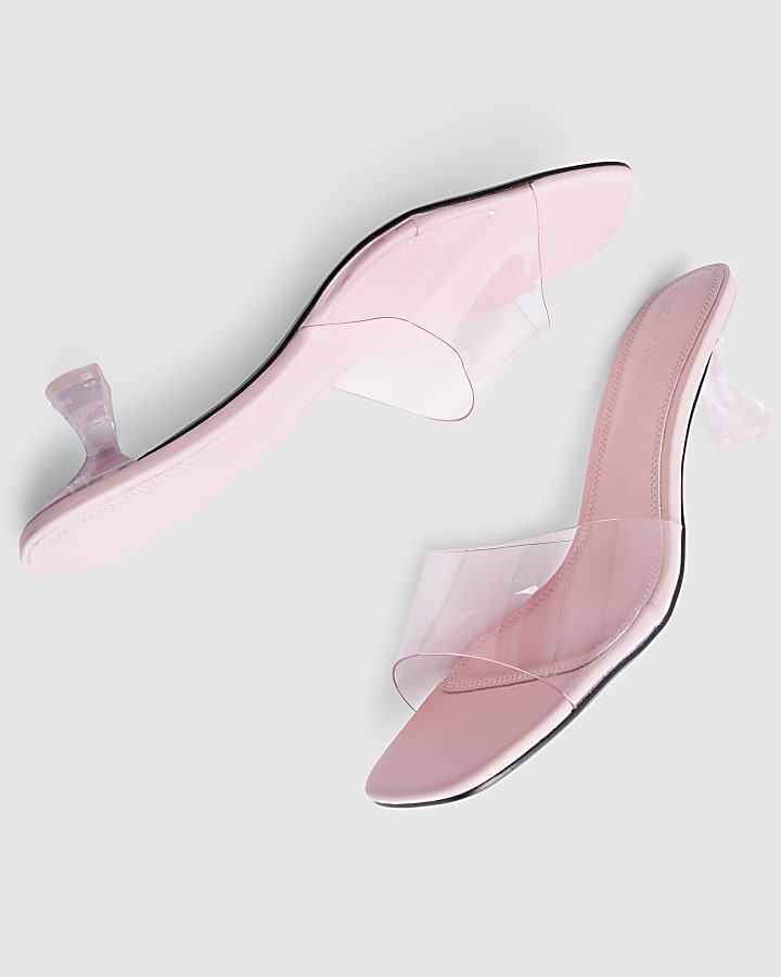 Pink Perspex Block Heel Sandals