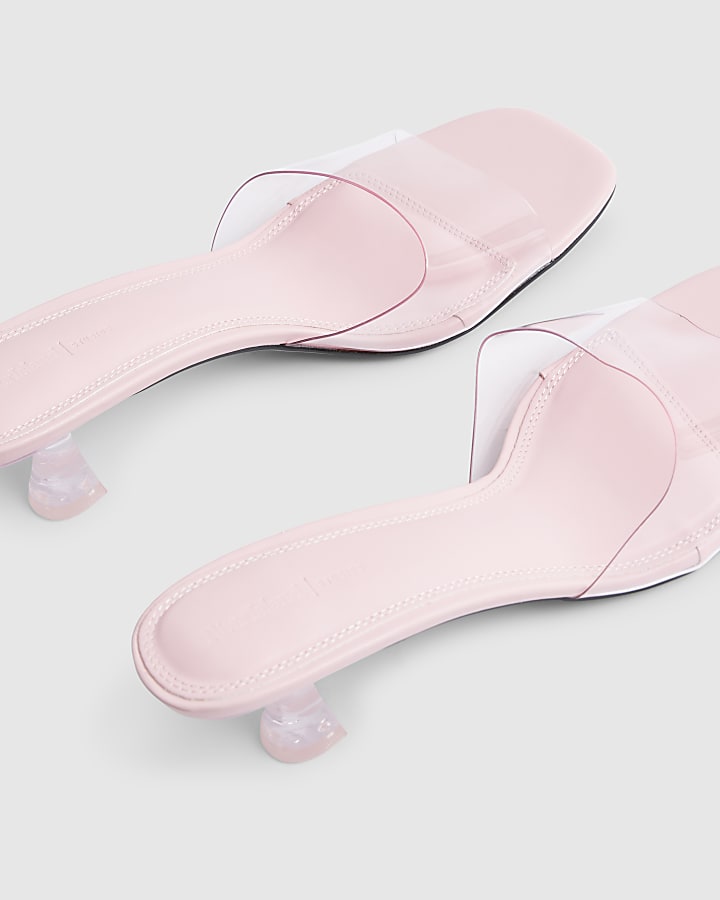 Pink Perspex Block Heel Sandals