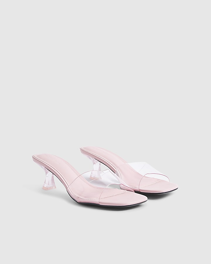 Pink Perspex Block Heel Sandals