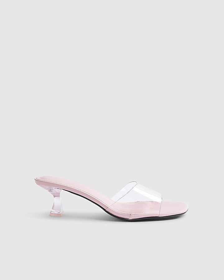 Pink Perspex Block Heel Sandals