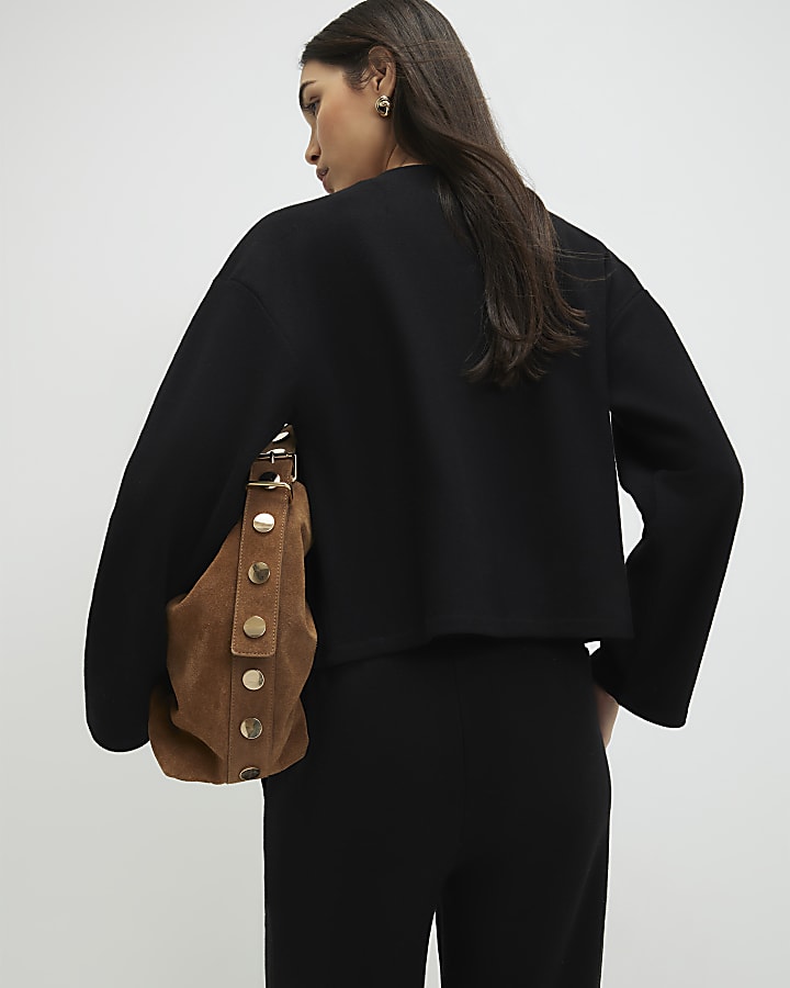 Black Cosy Button Through Cardigan