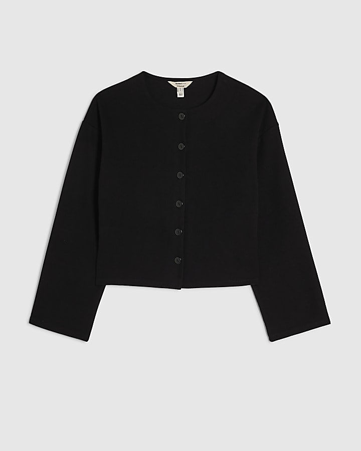 Black Cosy Button Through Cardigan