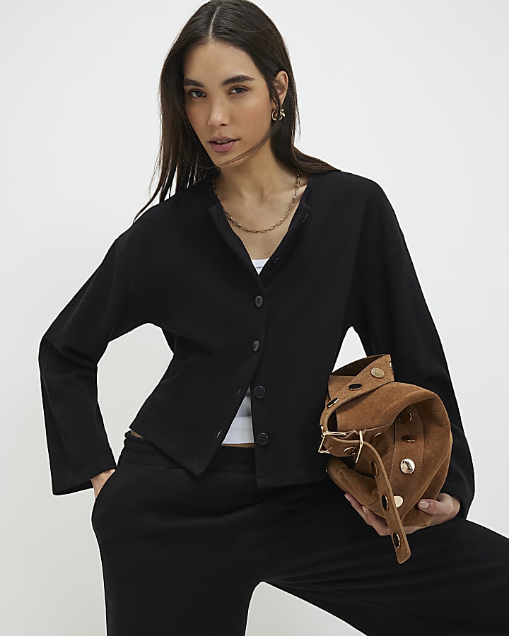 Black Cosy Button Through Cardigan