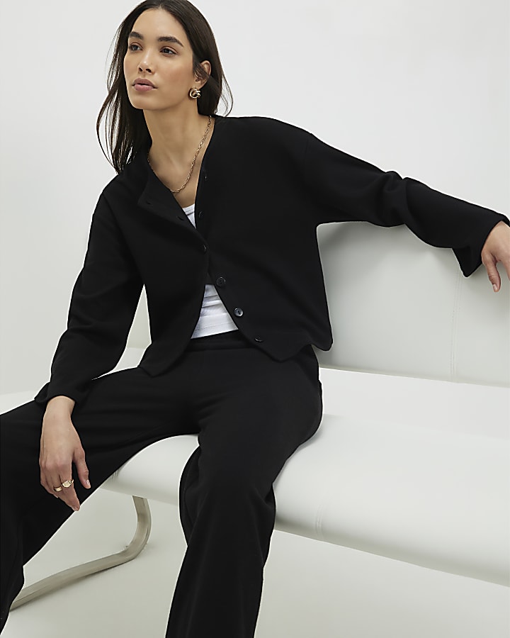 Black Cosy Button Through Cardigan