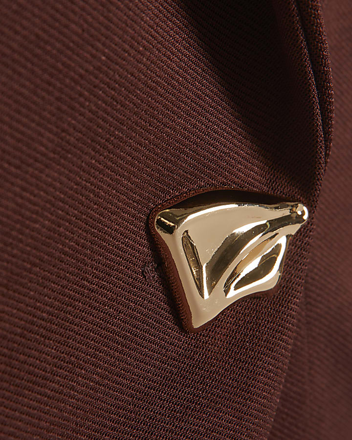 Petite Brown Cap Sleeve Twill Waistcoat