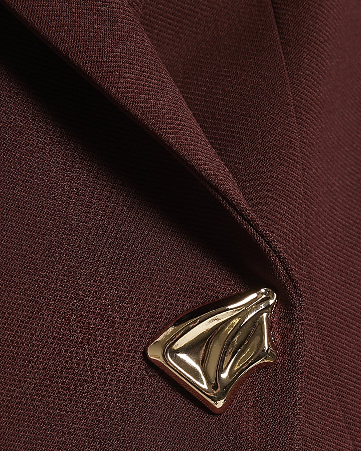 Brown Cap Sleeve Twill Waistcoat