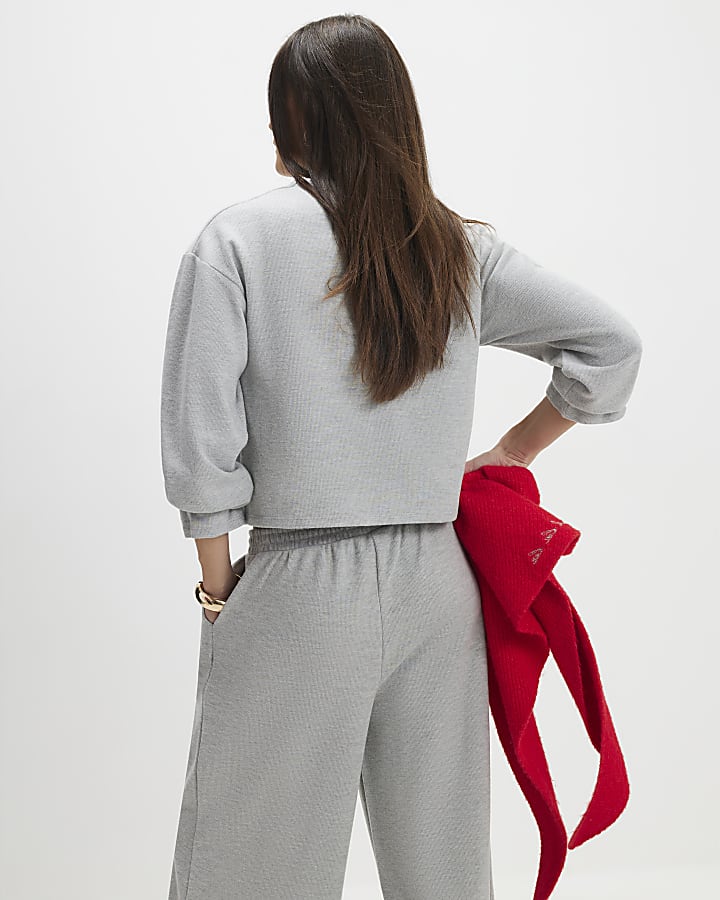 Grey Long Sleeve Cosy Button Through Cardigan