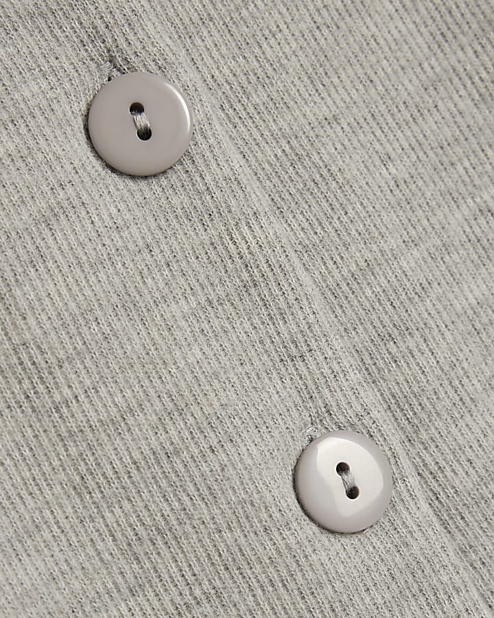 Grey Long Sleeve Cosy Button Through Cardigan