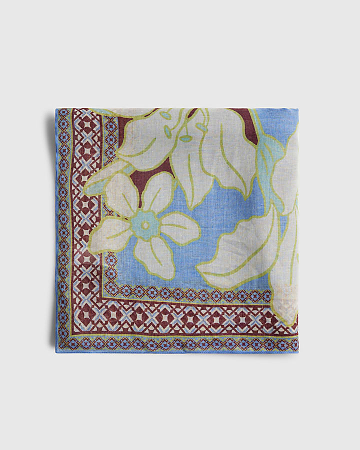 Brown Floral Spliced Scarf