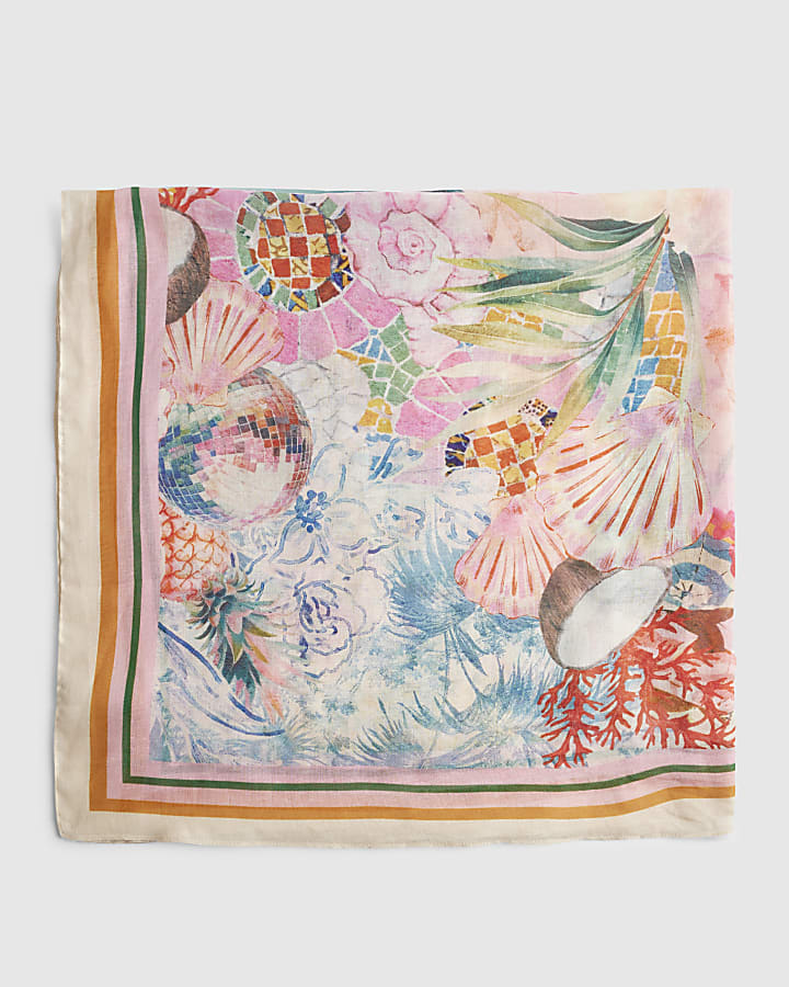 Pink Floral Tropical Scarf