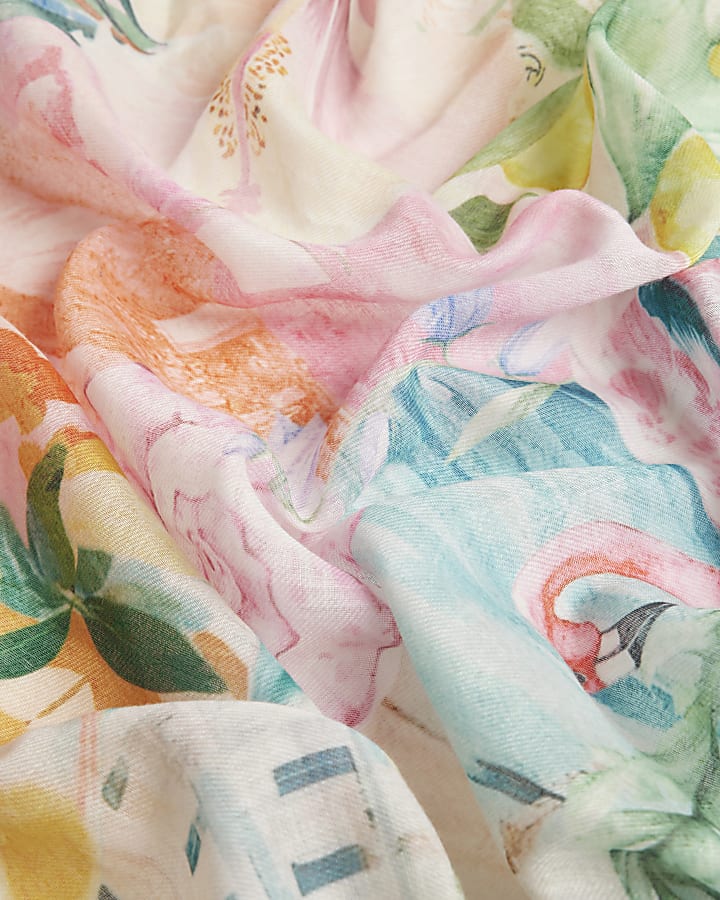 Pink Floral Tropical Scarf