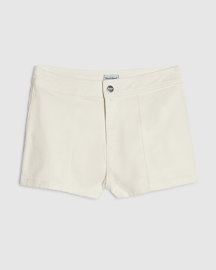 White Stretch Denim Shorts