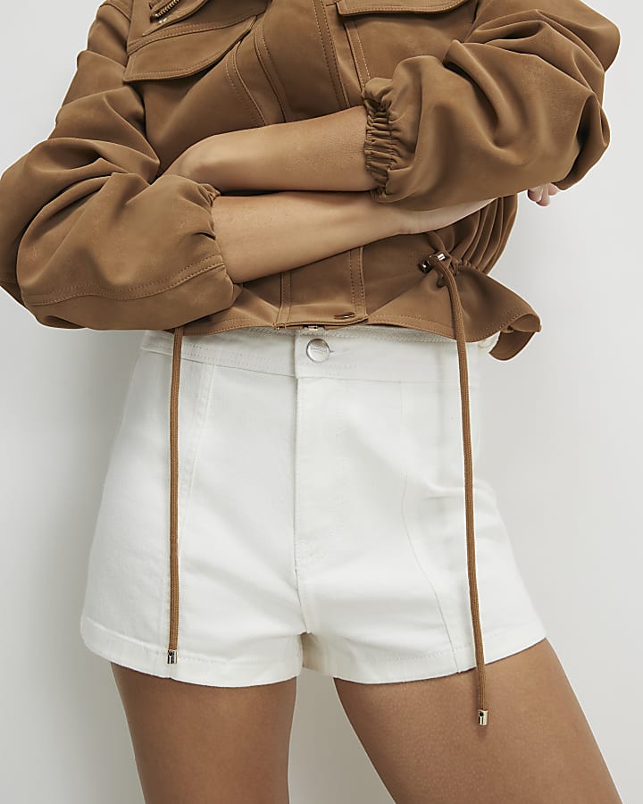 White Stretch Denim Shorts