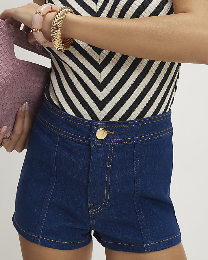 Blue Stretch Hotpant Denim Shorts