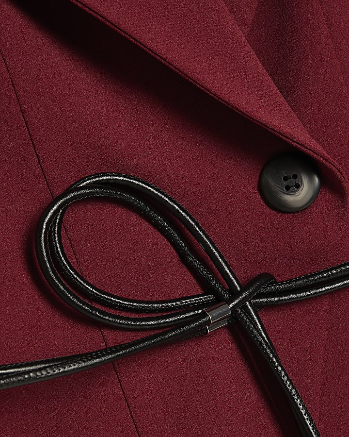 Red Sleeveless Belted Waistcoat