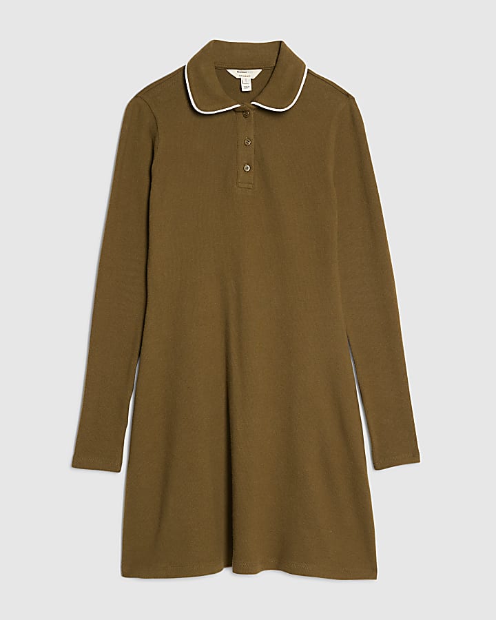 Khaki Cosy Fit and Flare Mini Dress