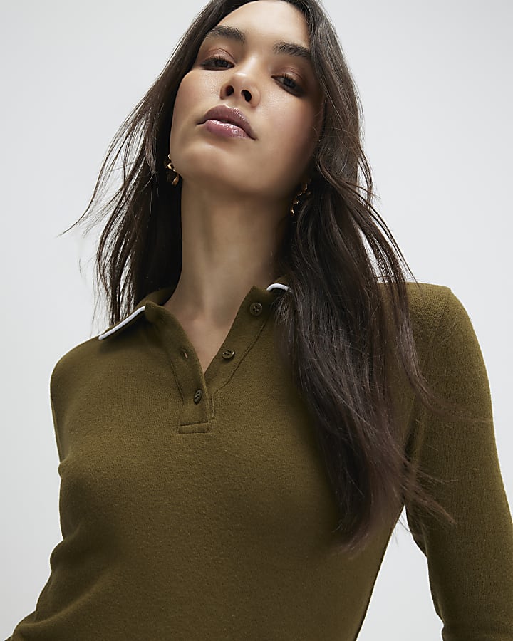 Khaki Cosy Fit and Flare Mini Dress