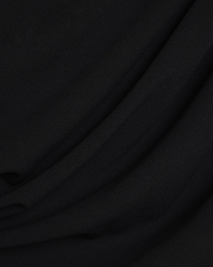 Black Sleeveless Drape Midi Dress