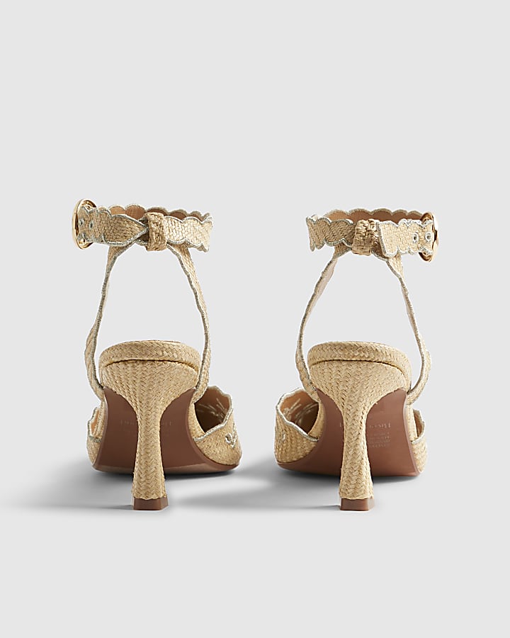 Beige Broderie Court Heels