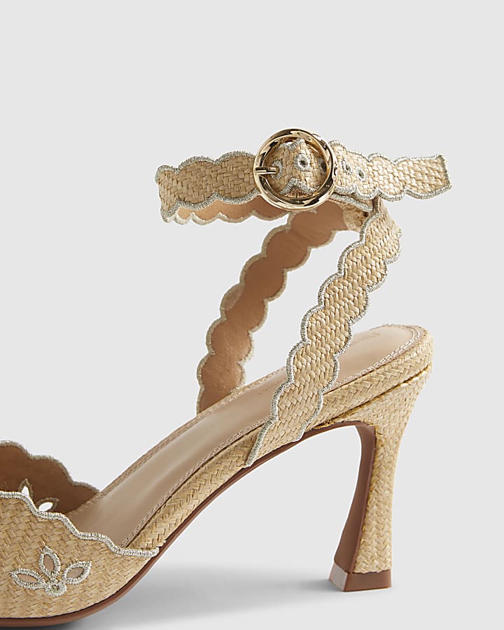 Beige Broderie Court Heels