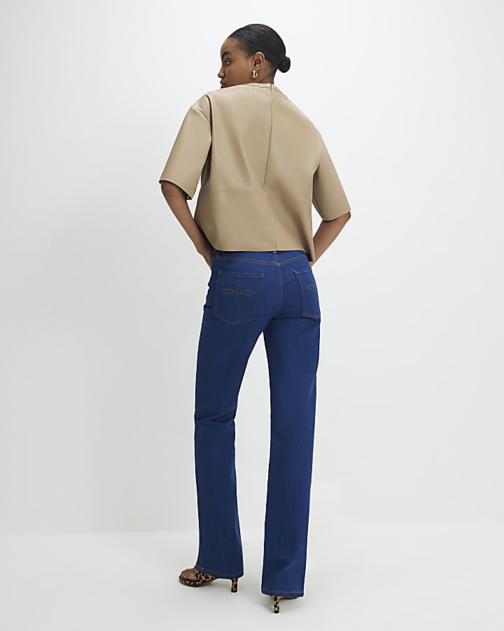 Blue Stretch Straight Leg Jeans