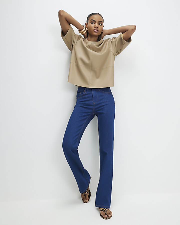 Blue Stretch Straight Leg Jeans