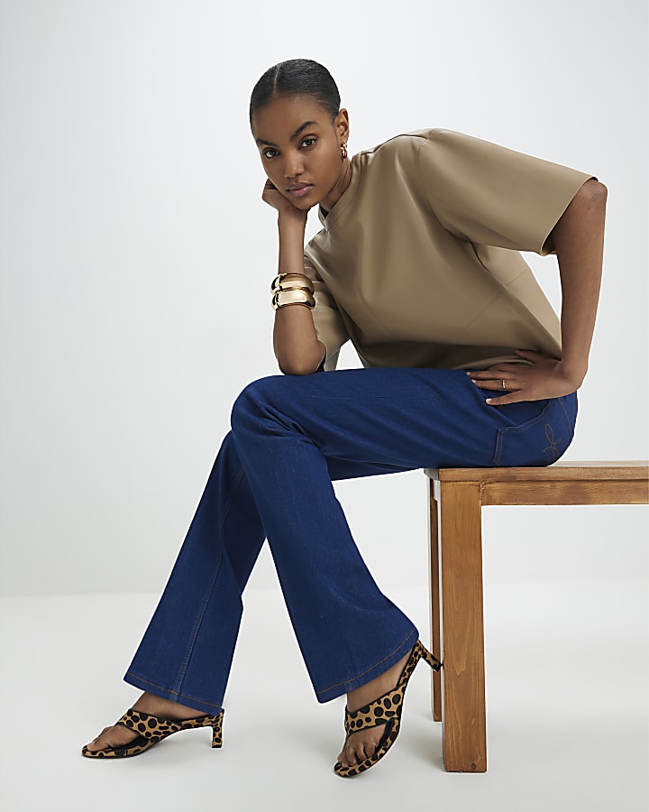 Blue Stretch Straight Leg Jeans